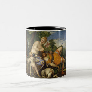 Venus and Adonis (by Paolo Veronese) Two-Tone Coffee Mug