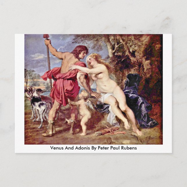 Venus And Adonis By Peter Paul Rubens Postcard (Front)