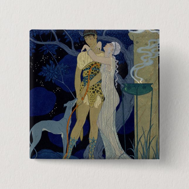 Venus and Adonis (colour litho) 15 Cm Square Badge (Front)