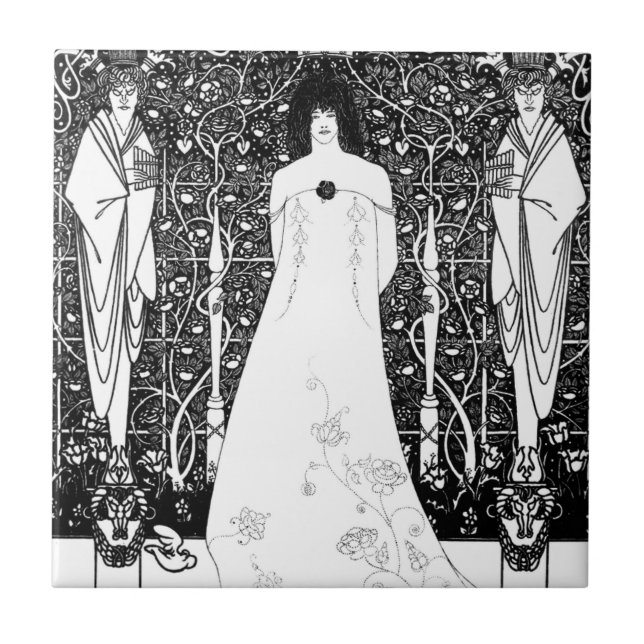 Venus Between Terminal Gods By Aubrey Beardsley Ceramic Tile (Front)