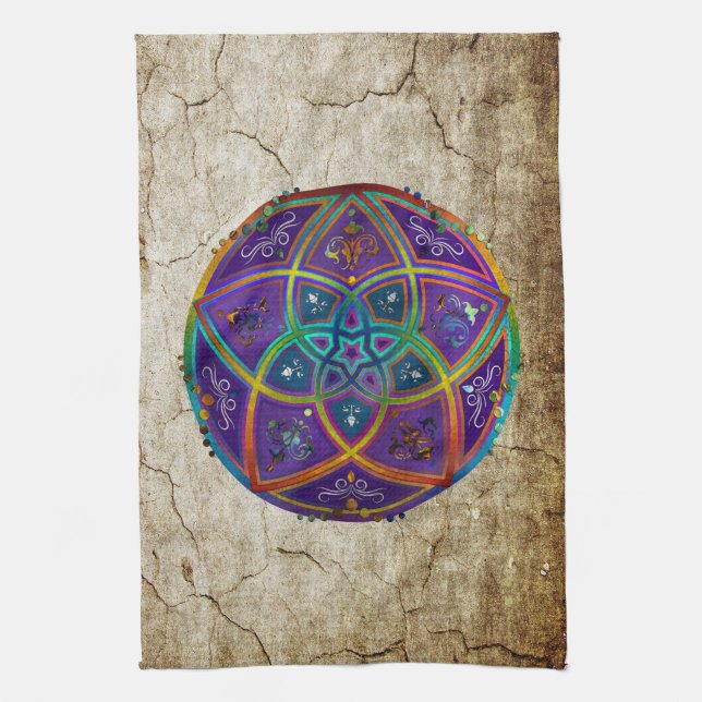 Venus Flower of Love fineART Oriental Antique lila Tea Towel (Vertical)