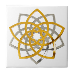 VENUS FLOWER / Venusblume double GOLD SILVER Ceramic Tile