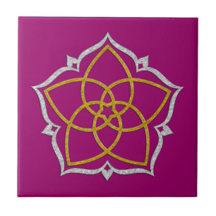 VENUS FLOWER / Venusblume Lotus GOLD SILVER Ceramic Tile