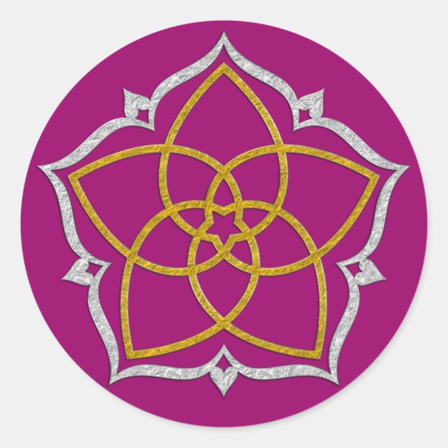 VENUS FLOWER / Venusblume Lotus GOLD SILVER Classic Round Sticker (Front)
