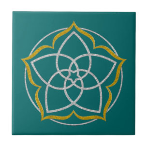 VENUS FLOWER / Venusblume Lotus SILVER GOLD Ceramic Tile