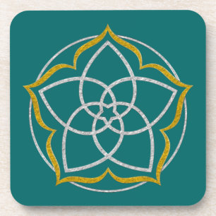 VENUS FLOWER / Venusblume Lotus SILVER GOLD Coaster