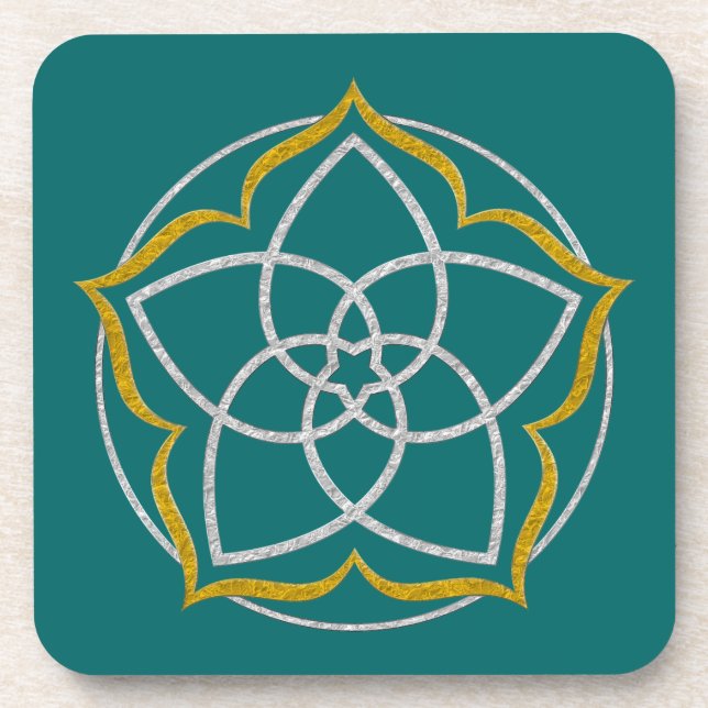 VENUS FLOWER / Venusblume Lotus SILVER GOLD Coaster (Front)