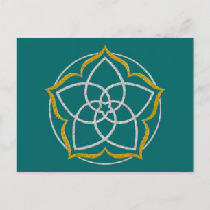 VENUS FLOWER / Venusblume Lotus SILVER GOLD Postcard