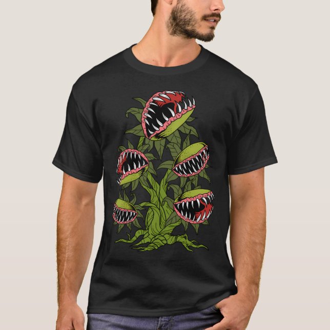 Venus Fly Trap Wo Monster Carnivorous Plants T-Shirt (Front)