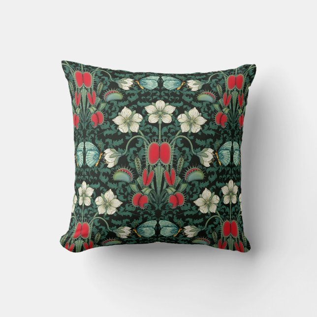 Venus Flytrap and Blue Butterfly Cushion (Front)