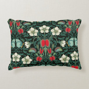 Venus Flytrap and Blue Butterfly Decorative Cushion