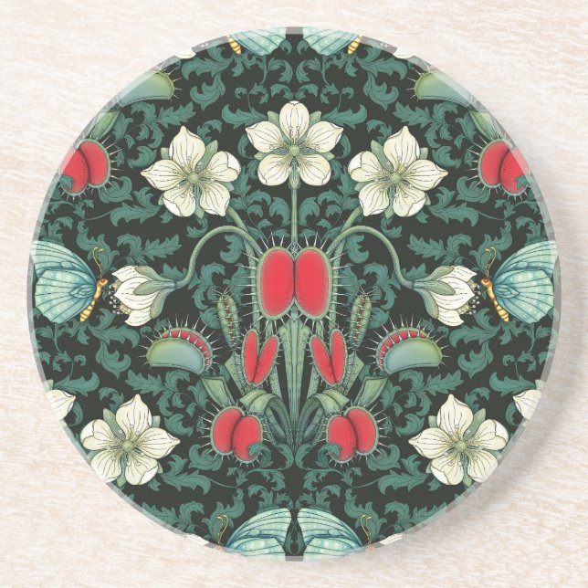 Venus Flytrap & Blue Butterfly Gothic Victorian Coaster (Front)