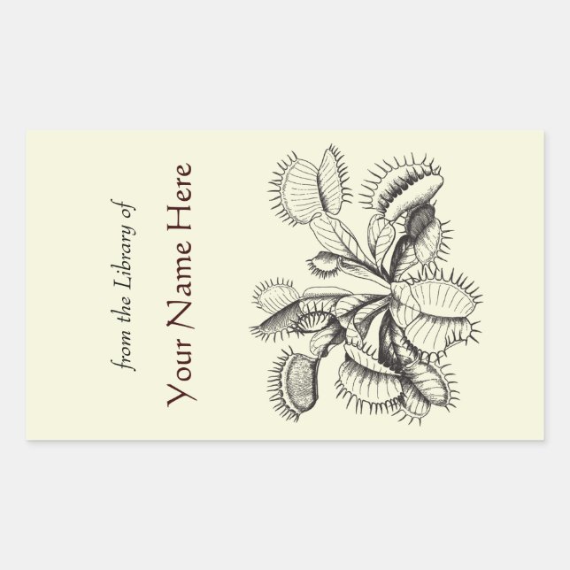 Venus Flytrap Bookplate Rectangular Sticker (Front)