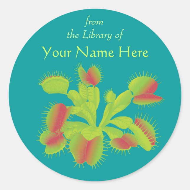 Venus Flytrap Botanical Book Plate Classic Round Sticker (Front)
