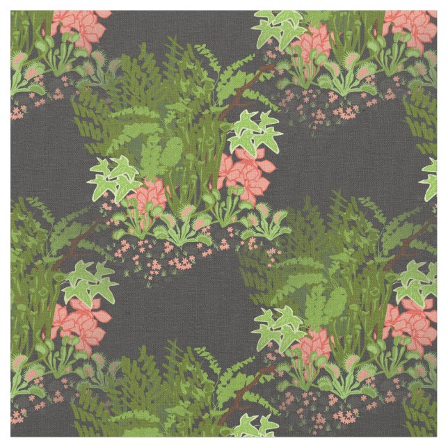 venus flytrap floral fabric (Close Up)