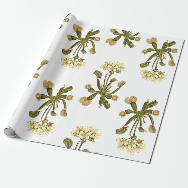 venus flytrap floral flowers wrapping paper (Unrolled)