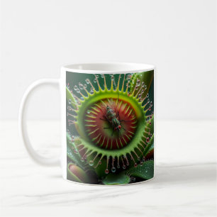 Venus Flytrap Floral Green and Red Coffee Mug