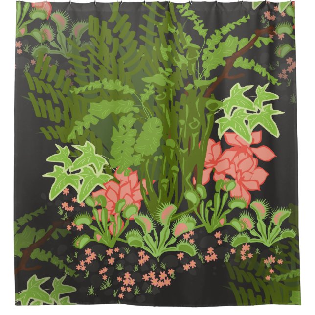 venus flytrap floral shower curtain (Front)