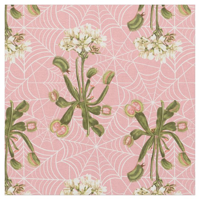 venus flytrap floral spider web fabric (Close Up)
