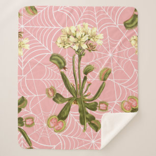 venus flytrap floral spider web sherpa blanket