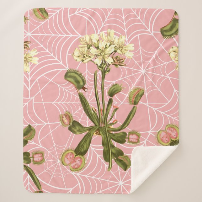 venus flytrap floral spider web sherpa blanket (Front)