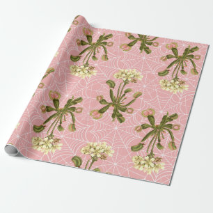venus flytrap floral spider web wrapping paper