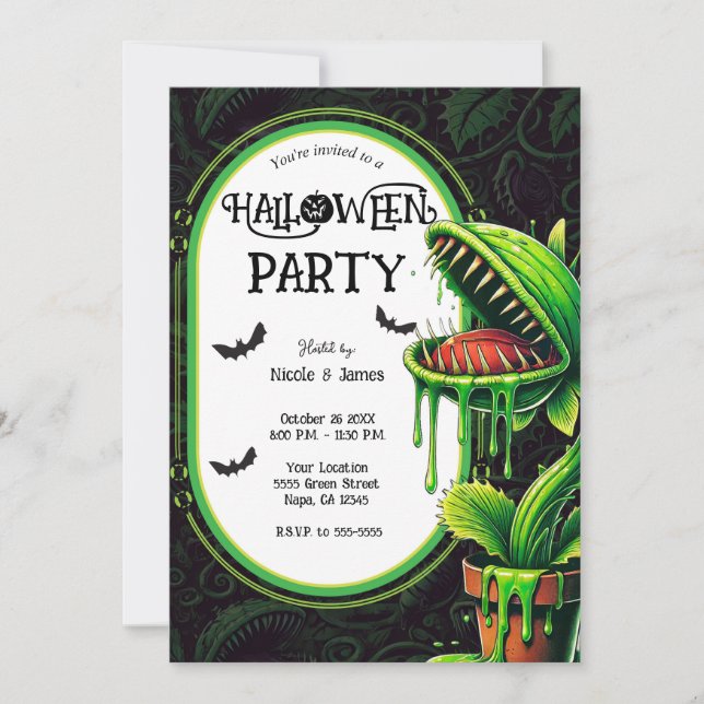 Venus Flytrap Green Slime Halloween Party  Invitation (Front)