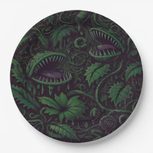 Venus Flytrap Green Slime Halloween Party  Paper Plate