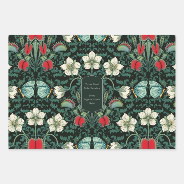 Venus Flytrap Individually Customised Victorian Wrapping Paper Sheet (Front)