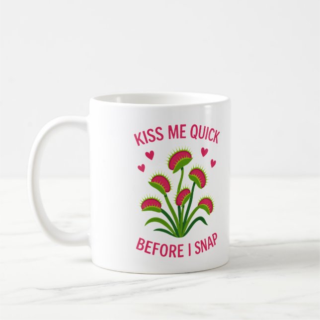 Venus Flytrap Kiss Me Quick Funny Plant Coffee Mug (Left)
