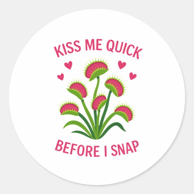 Venus Flytrap Kiss Me Quick Round Sticker (Front)