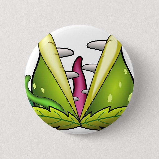 venus flytrap monster 6 cm round badge (Front)