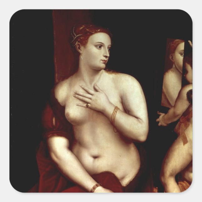 Venus in Front of the Mirror Square Sticker (Front)