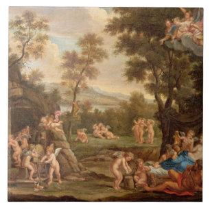 Venus in Vulcan's Forge, 18th century Tile