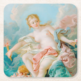 Venus on the Waves by François Boucher Square Paper Coaster