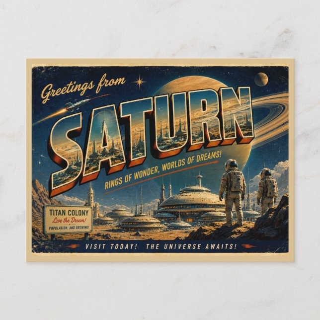 Venus Retro Sci-Fi Postcard | Vintage Space Travel (Front)