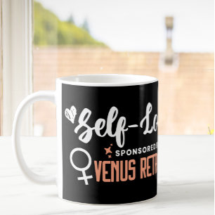 Venus Retrograde Typography Black Coffee Mug