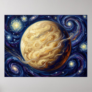 Venus Starry Night Solar System Poster