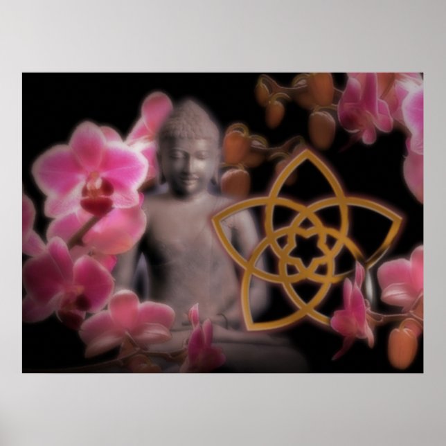 VENUSBLUME mit Buddha & Orchidee Poster (Front)