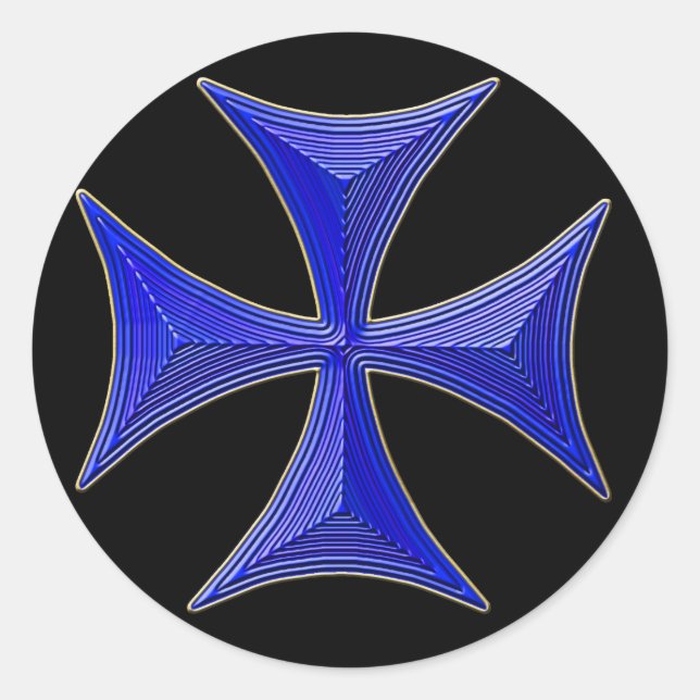 ver 01 knights templar cross - black background classic round sticker (Front)