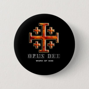 Ver 3 – Jerusalem Cross – Opus Dei - Black Bac 6 Cm Round Badge