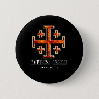 Ver 3 – Jerusalem Cross – Opus Dei - Black Back 6 Cm Round Badge