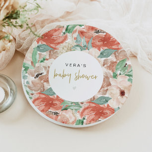 VERA Eucalyptus Greenery & Terracotta Floral Paper Plate