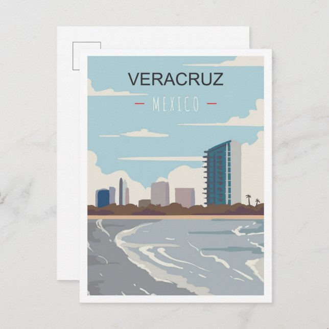 Veracruz Mexico Art Vintage Travel Illustration Postcard (Front/Back)