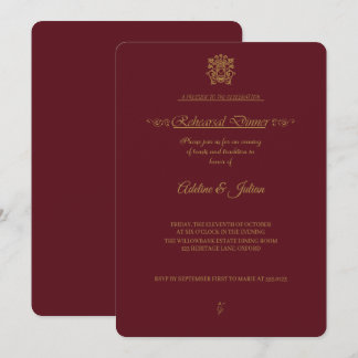 VerAlion | Burgundy and Gold Rehearsal Dinner Invitation