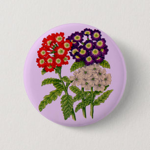 verbena flowers 6 cm round badge
