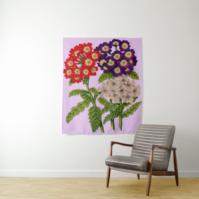 verbena flowers print tapestry (In Situ)