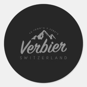 Verbier Mountain Vacation Skiing Switzerland  Classic Round Sticker