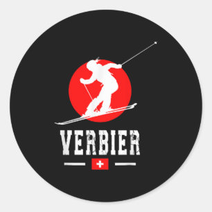 Verbier Ski Resort Alps Swiss Mountains Switzerlan Classic Round Sticker