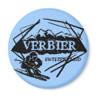 Verbier Switzerland blue ski logo magnet